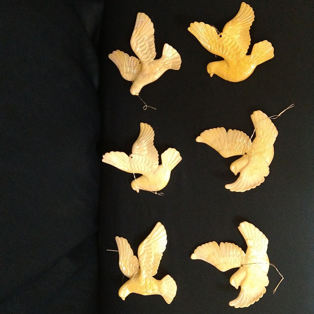 Vintage (Lot of 6) Iridescent Christmas Doves